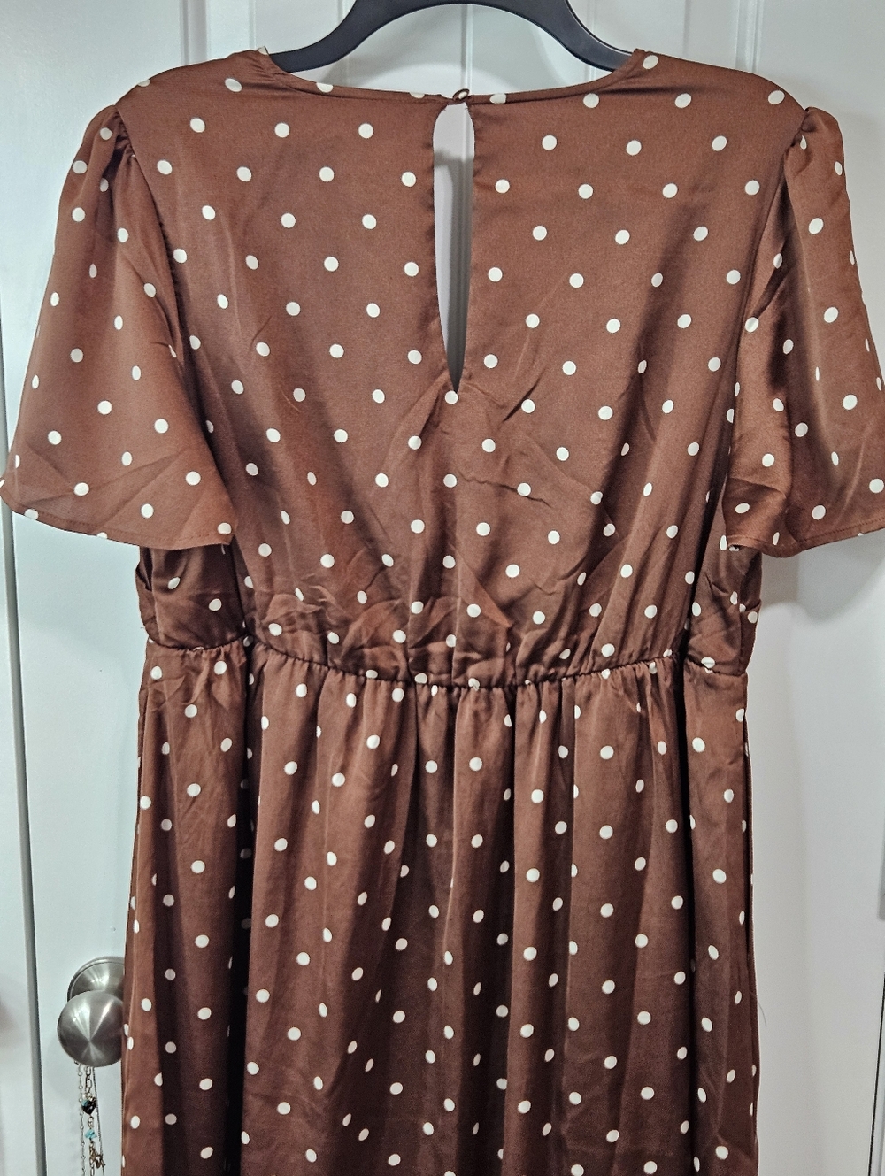 Polka Dot Wrap Ruffle Dress - Picture 11 of 13